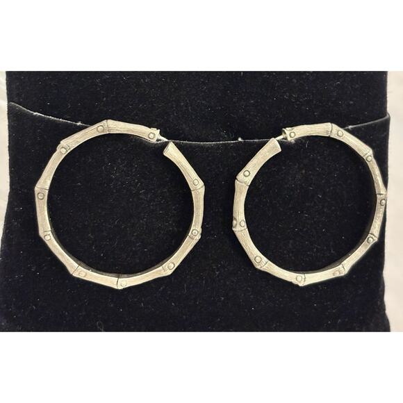 John Hardy Sterling Bamboo Collection 1.5” HOOP (38mm) EARRINGS 10g - Picture 4 of 6